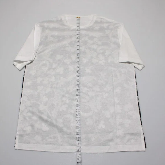 Italo Ferretti NWT Short Sleeve Crew T-Shirt Size M White & Black Cotton/Silk
